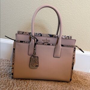 Kate Spade Blush and Snake Print Satchel
